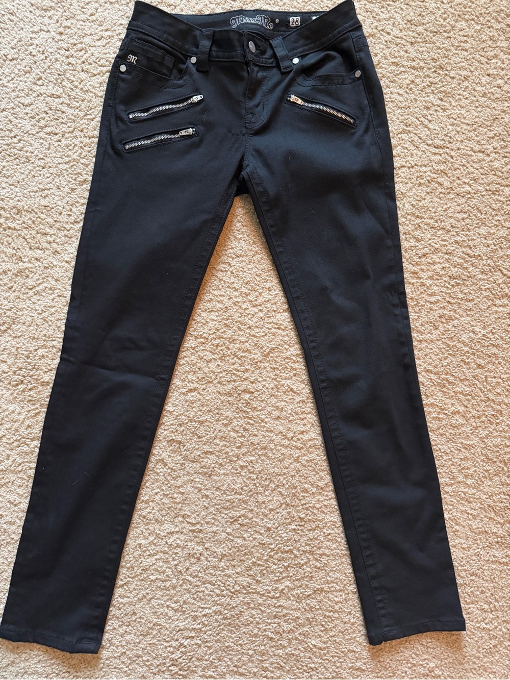 Miss Me Black Skinny Jeans with Silver Accents